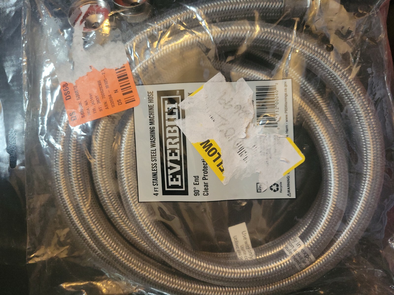 2 Everbilt Stainless Washing Machine Hoses 4 Ft 90 Degree End gallery