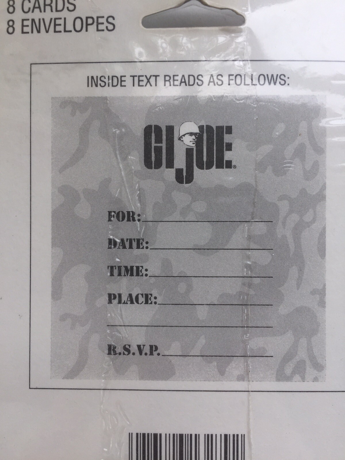 GI Joe 8 Invitations Child Boy Birthday Cards American Greetings Rare NEW NOS gallery