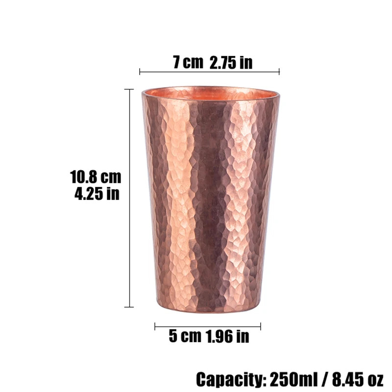 Handcrafted Pure Copper Coffee Cup Beer Milk Mug Embossed Hammer Breakfast Cup gallery