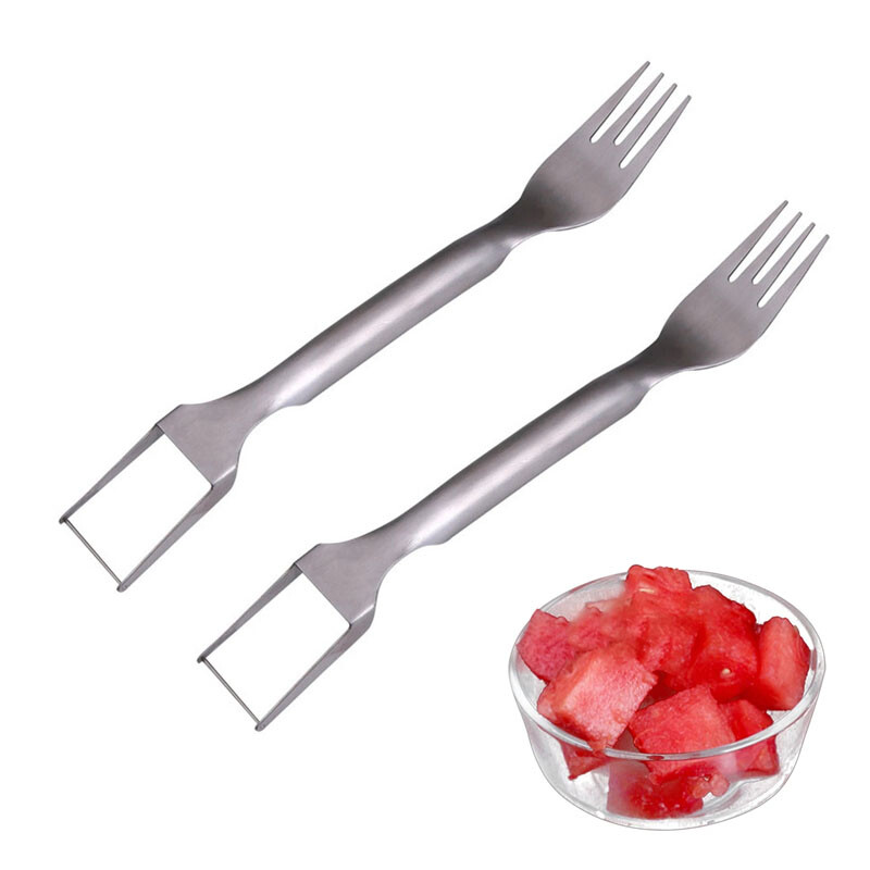 NEW Watermelon Slicer Cutter,2-in-1 Fork Stainless Steel Fruit Cutting Artifact gallery