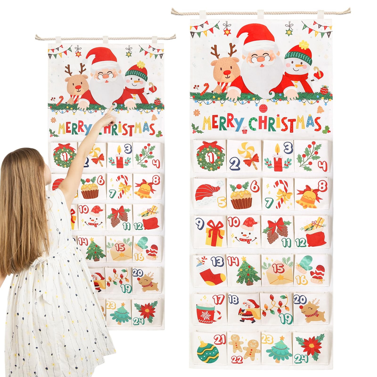 Christmas Hanging Advent Calendar 2025 with 24 Pockets - 20x47 in, Empty Adve... gallery