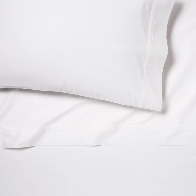 Queen Solid Performance Sheet Set White Threshold: Cotton 400 Thread Count 4 Pcs gallery