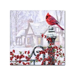 Cardinal on Gatepost by The Macneil Studio, 18×18-Inch Canvas Wall Art