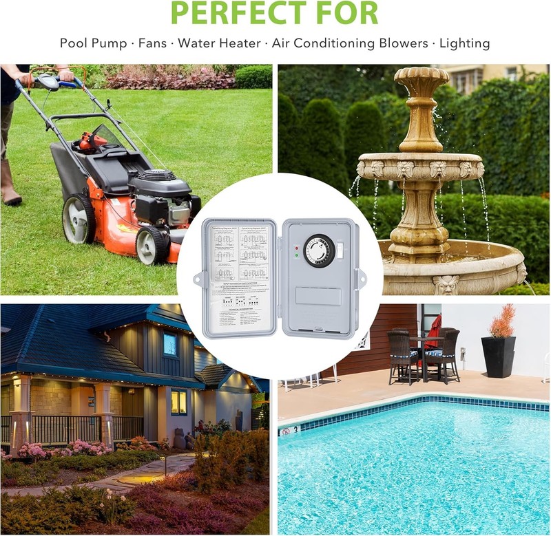 BN-LINK Pool Pump Timer Outdoor Timer Box, Heavy Duty 24Hr Programmable For Pool gallery
