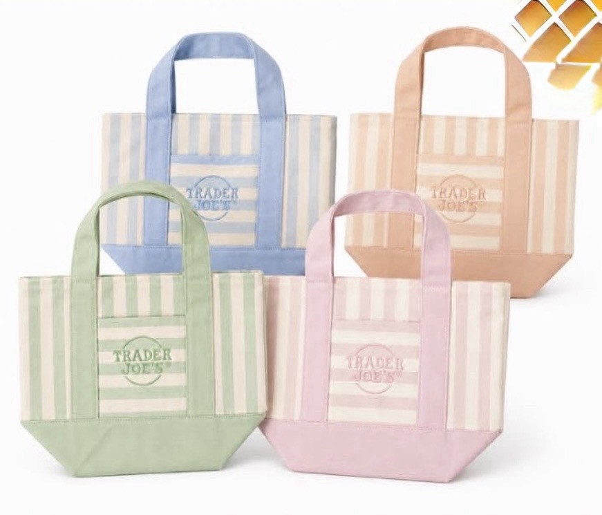 Trader Joe’s New!!! Authentic STRIPED Pastel Mini Tote Bag Set (4 Colors, NWT) gallery