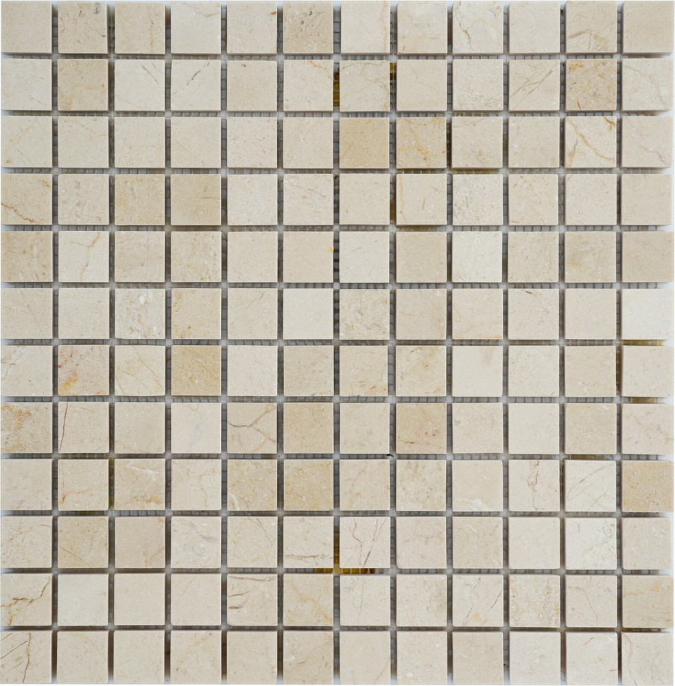 Simple Tile - Marble Mosaic Tile Kitchen Backsplash, 1"X1" Square - Crema Marfil