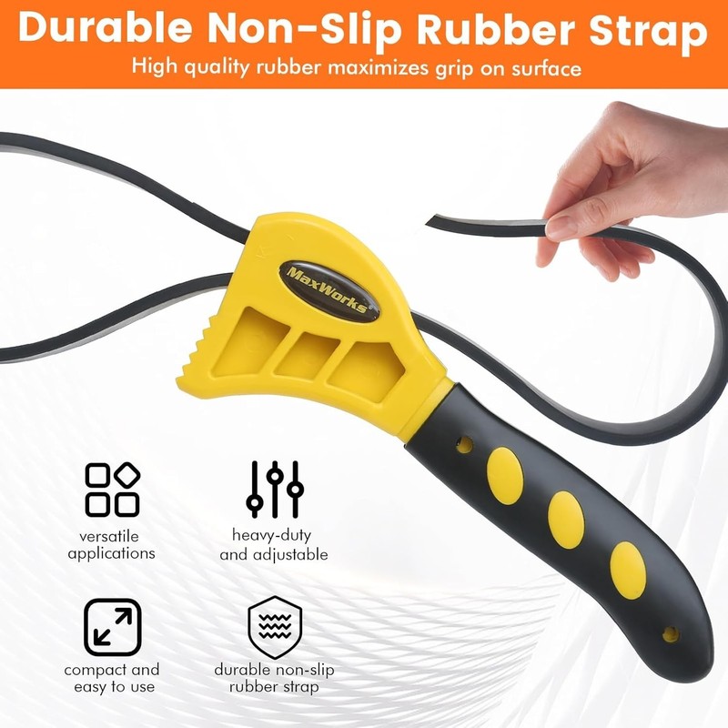 MaxWorks 2 Pack Strap Wrench Set Durable Non Slip Rubber Oil Filters Jars 51019 gallery