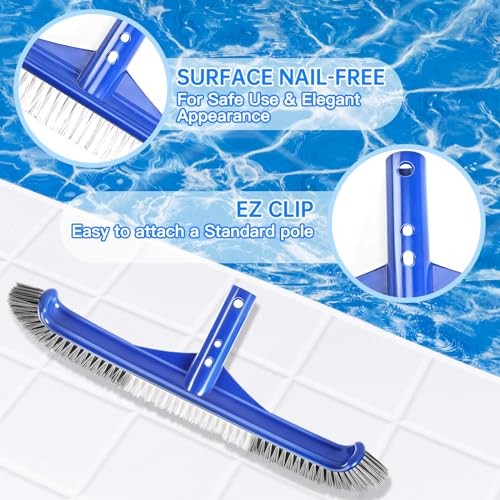 Pool Head, 17" Pooles for Cleaning Pool Walls, Curved Ends High Large Brush gallery
