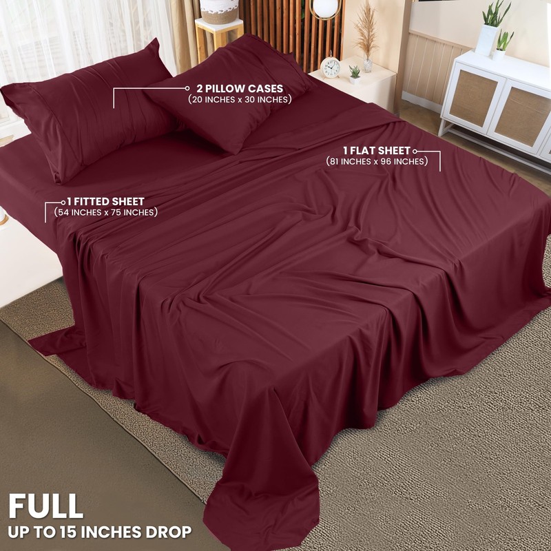 Utopia Bedding Full Sheet Set – 4 Piece Bed Sheets for Full Size Bed, Soft an... gallery