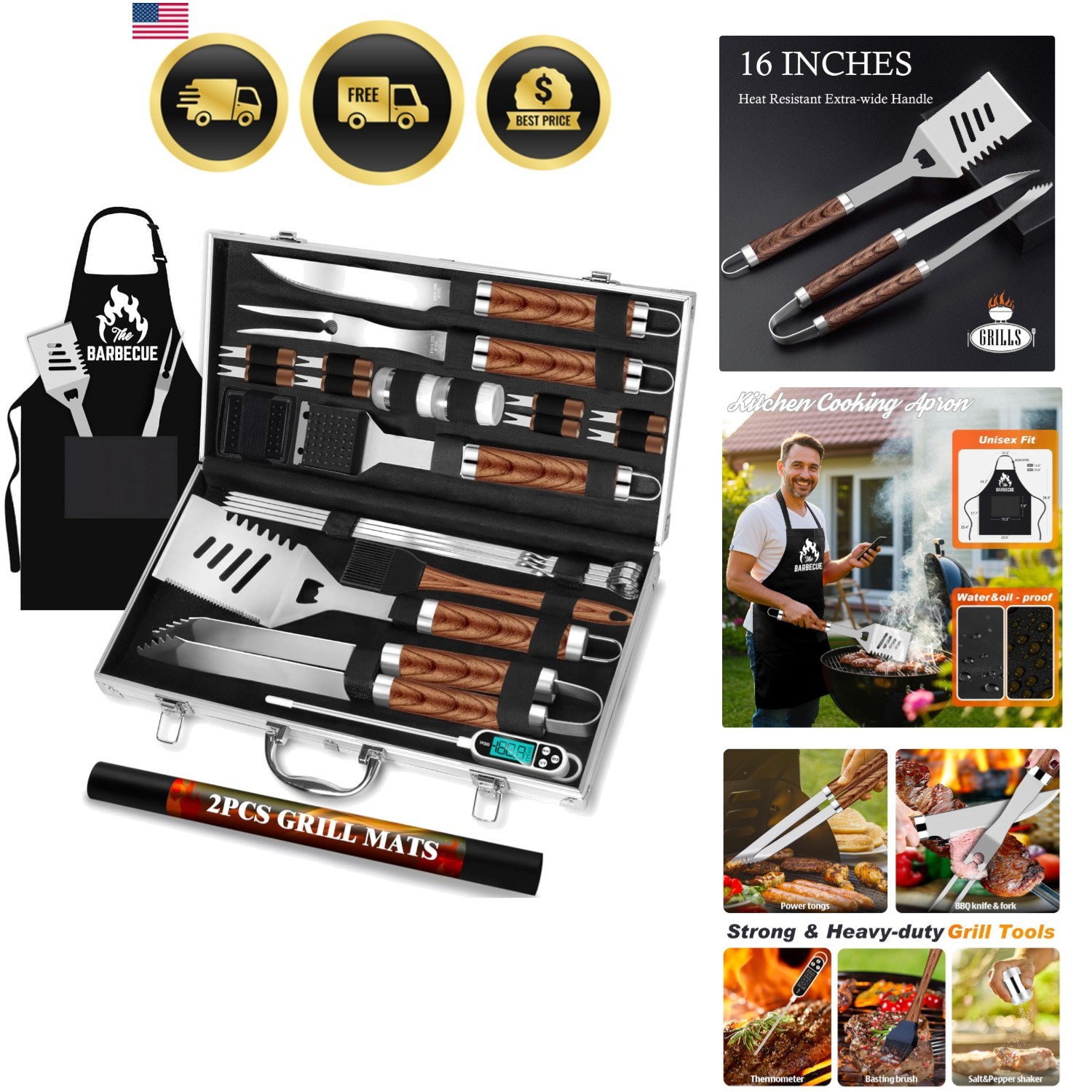 26pcs Stainless Steel Grill Tool Set, Heavy Duty BBQ Grilling Accessories Gif... gallery