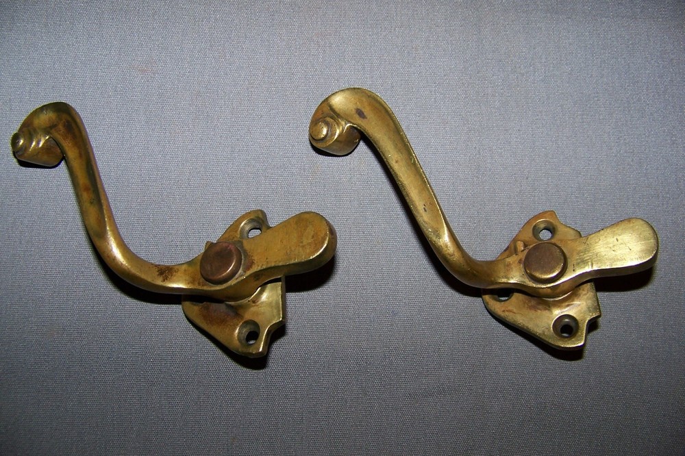 Two, Used, Vintage, Solid Brass Latches, With No Keepers - SEE INFO