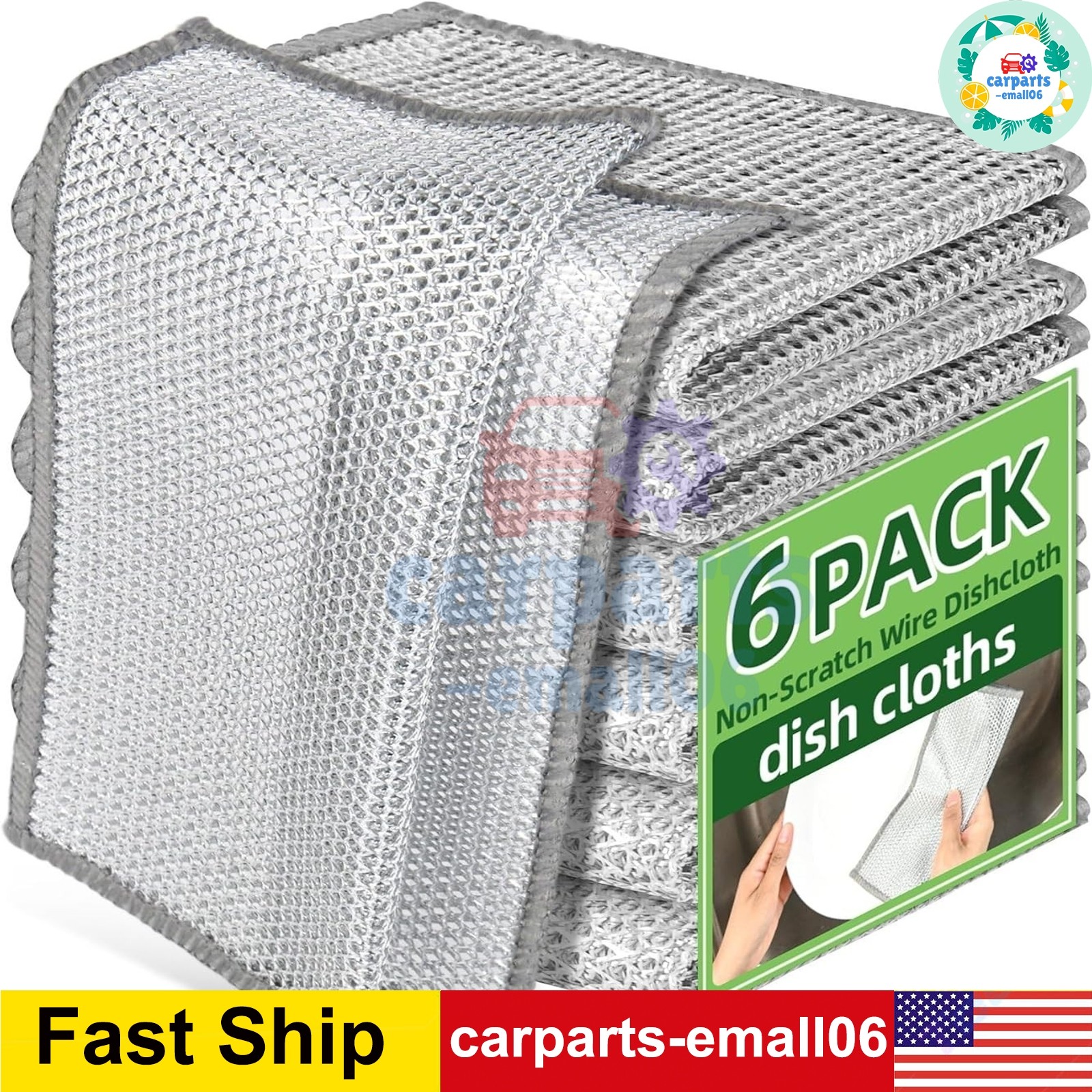 6 Pack Steel Wool Dishwashing Pads Multipurpose Mesh Dish Cloths Stainless Steel gallery