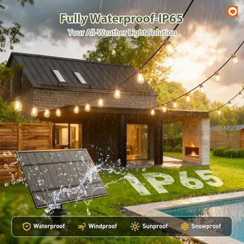54(48+6) FT Solar String Lights Waterproof,Patio 48+6FT(24 Sockets)(1 Pack) gallery