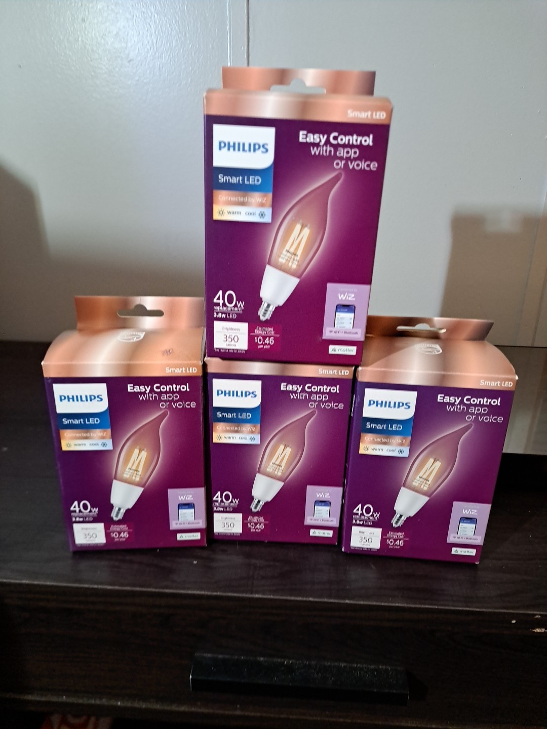 4 NEW Philips LED Candelabra E12 Bulb Smart White Wi-Fi Bluetooth 40 Watt(4) gallery