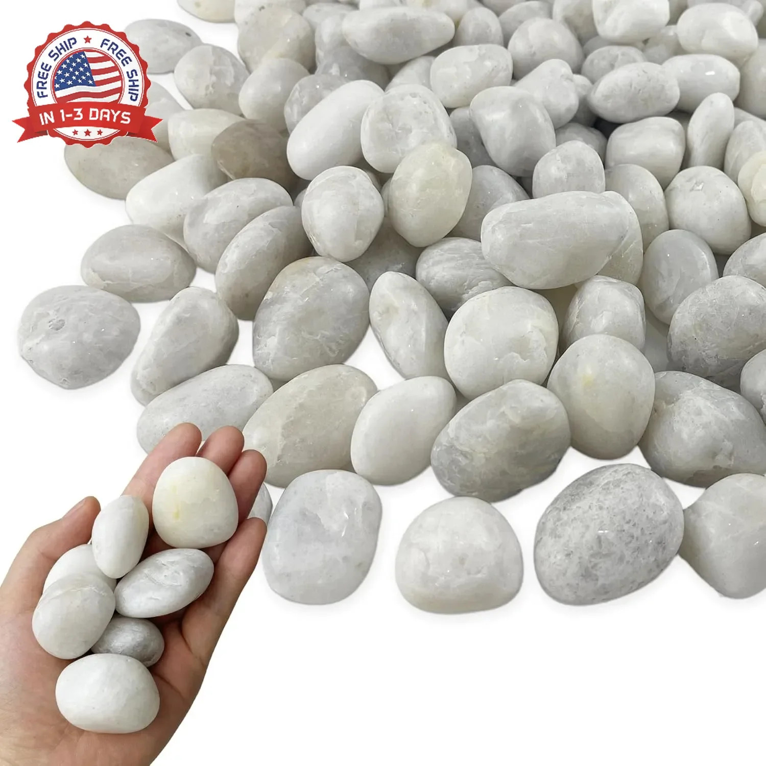 45LB White River Rocks, High Polished Pebbles, 1-2 inch Decorative Rocks for Gar gallery