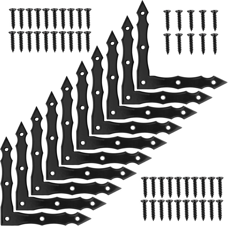Decorative Corner Brackets, 10pcs Barn Door Sliding Door L-Shape Corner Brace Br gallery