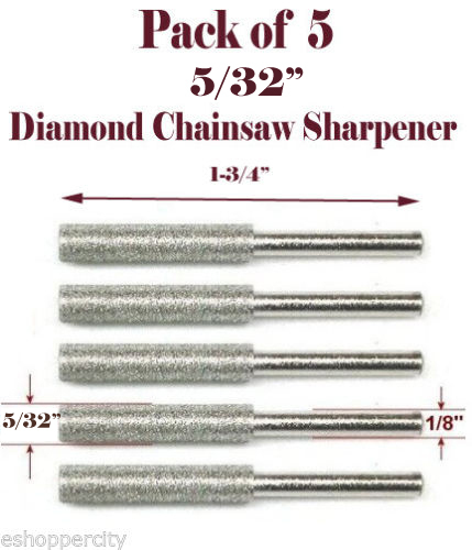 5 Pc 5/32" Diamond Chainsaw Sharpener Burr Stone File Fits Craftsman Husqvarna gallery
