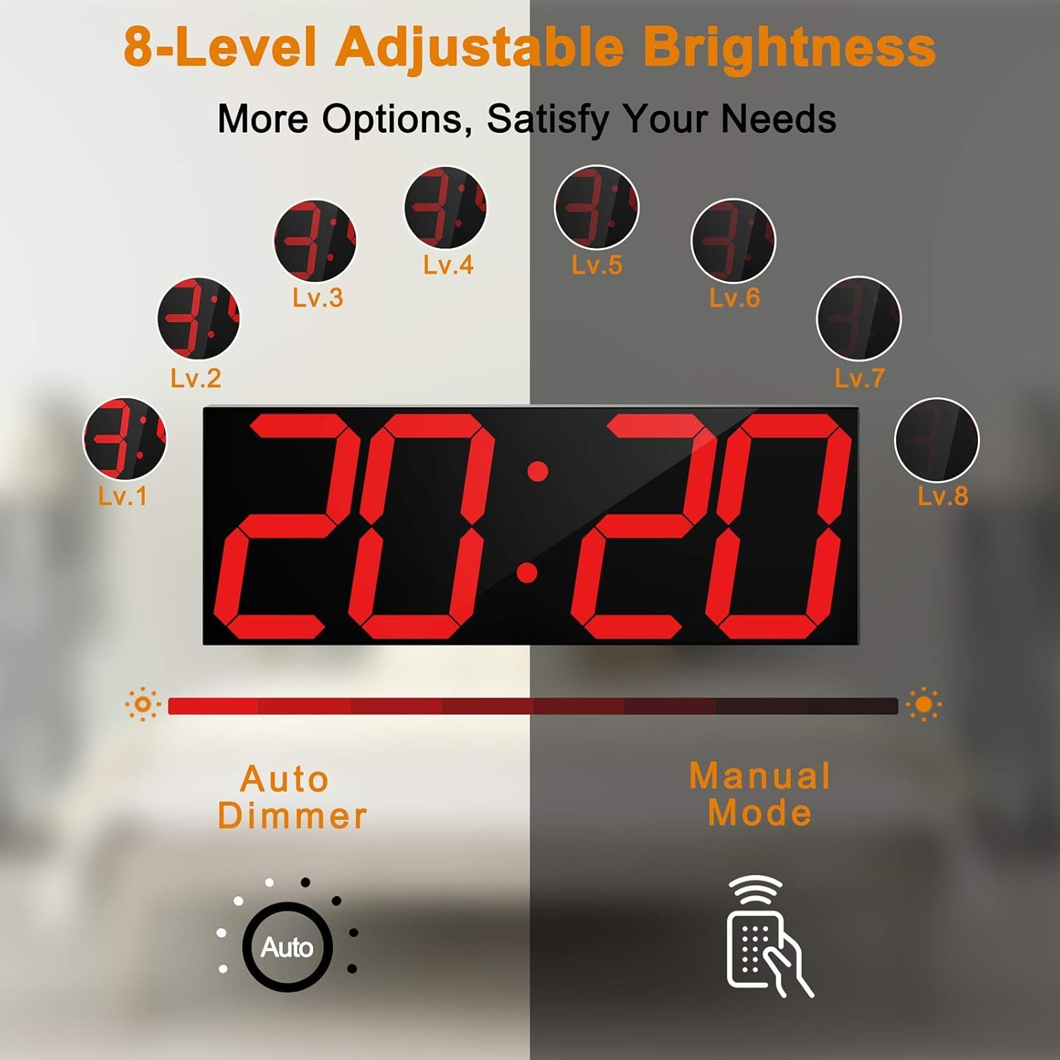 CHKOSDA LED Large Digital Wall Clock 6 Inch Numbers Red gallery