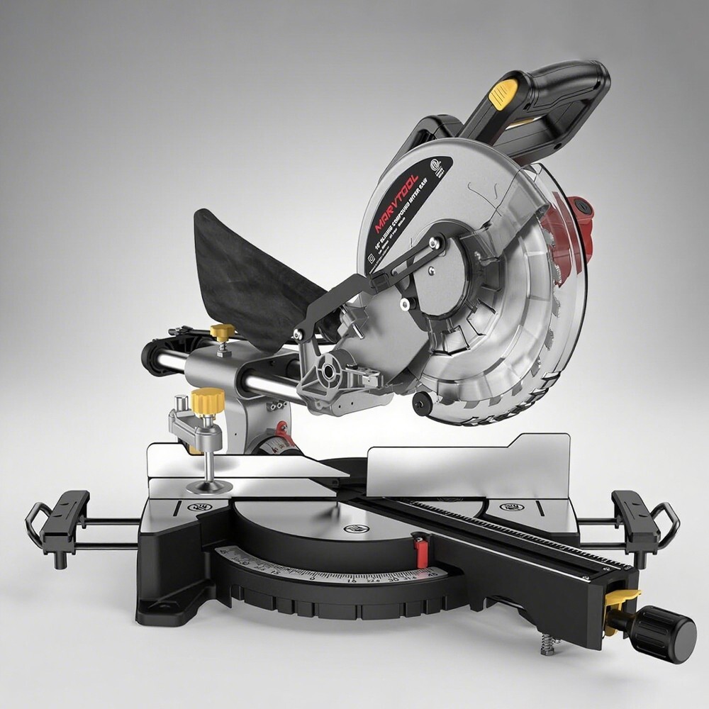 MarvTool Sliding Compound Miter Saw 15Amp Power Saw 0-45 Single Bevel 36T Blade gallery