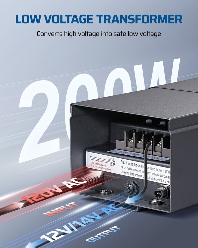 200WLow Voltage Landscape Lighting Transformer,120V AC to 12/14V AC,Weatherproof gallery