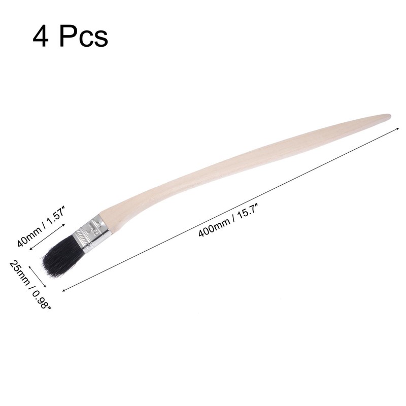 Bent Radiator Paint Brush 16" Length 1" Width Bristle Long Wood Handle 4Pcs gallery