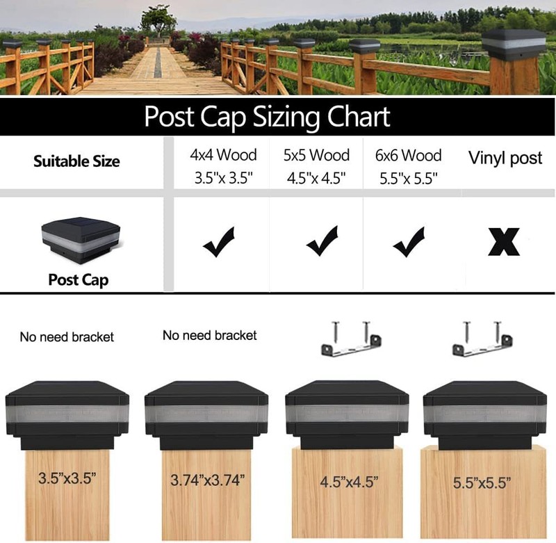10PACK Black SOLAR LED DECK POST CAP LIGHT 4"x4" 5"x5" 6"x6" Outdoor Garden Lamp gallery