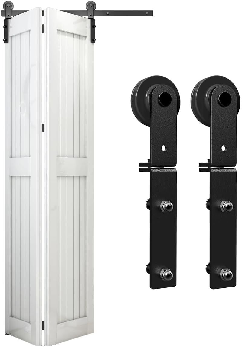 3FT-12FT Bifold Sliding Barn Door Hardware Kit 2/4 Doors Modern Closet , No Door gallery