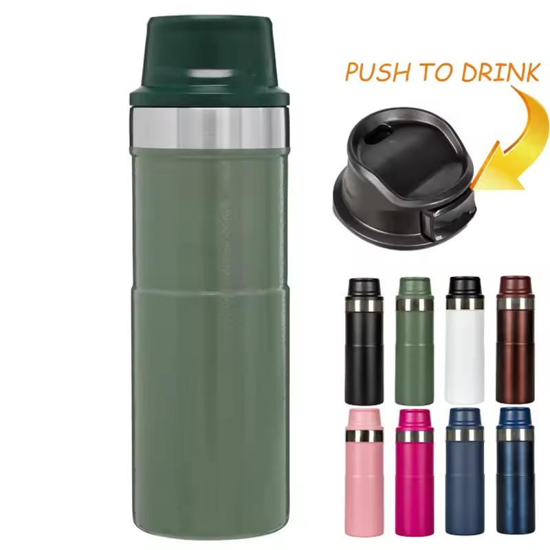 500ml Bpa Free Classic Trigger Action Travel Coffee Mug 16OZ Double Wall Cup In gallery