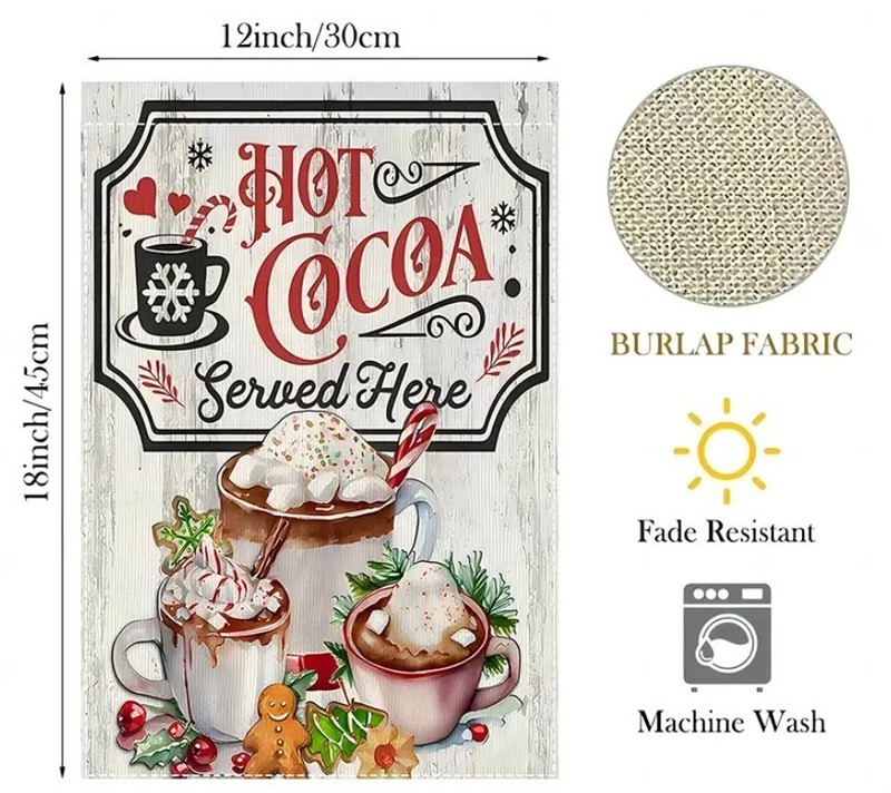 Christmas Hot Cocoa Served Here Burlap Garden Flag-12"x18" gallery