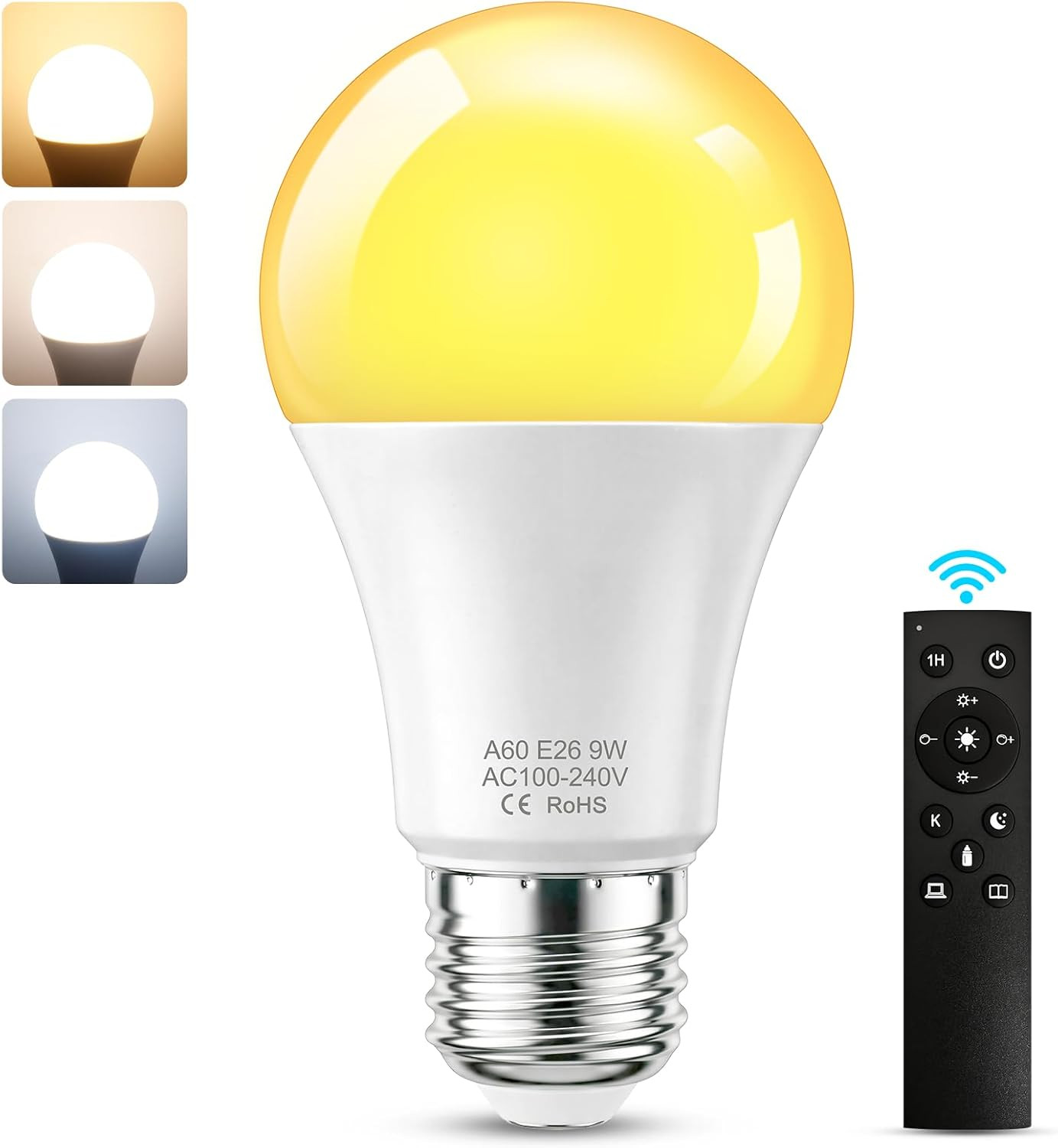 LED Remote Control Light Bulbs, 700LM 9W, 60 Watt Equivalent, 3000K-6500K Steple gallery