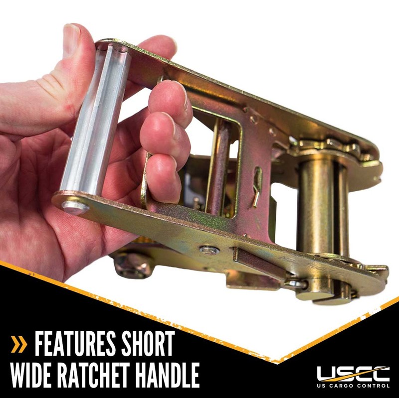 USCC 2" X 8' Ratchet Strap w/Snap Hook - Orange gallery