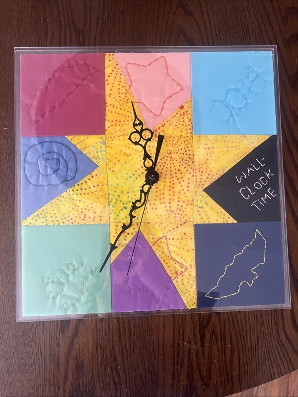 Handmade Quilted Wall Clock - Works - “Sue 2019” - Works Battery Not Included gallery