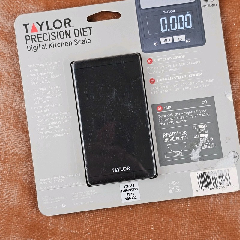 TAYLOR PRECISION PORTIONS DIGITAL KITCHEN SCALE, (16 oz/500 g) NEW MFG. SEALED! gallery