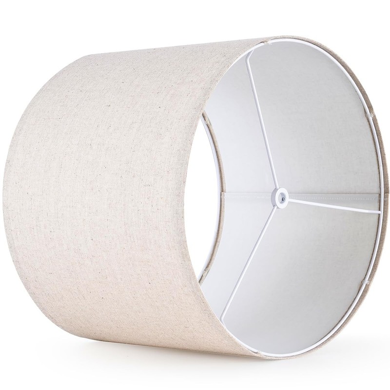 Beige Medium Drum Lamp Shade 13x13x10" Oatmeal Linen Replacement Rustic gallery