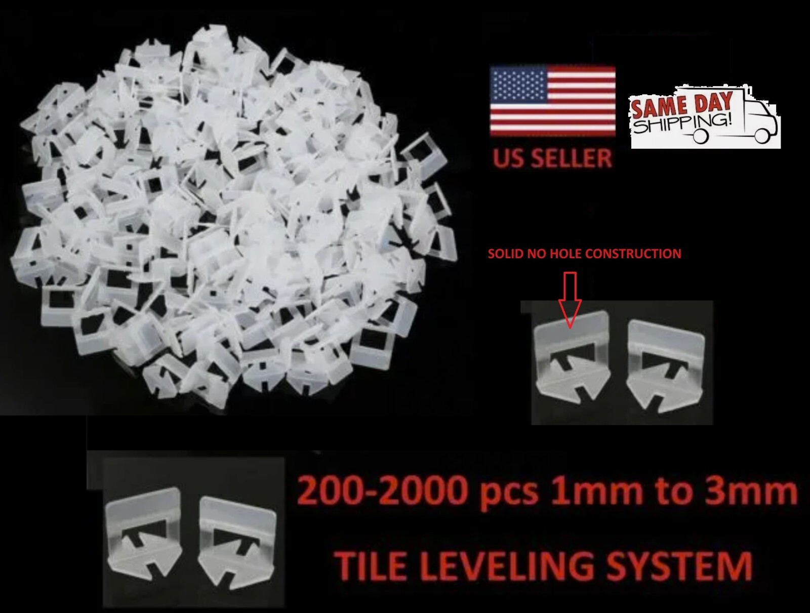 200-2000X Clip Tile Leveling System Kit Floor Wall 1-3mm Tile Spacer Tiling Tool gallery