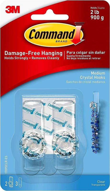4 Packs 3M Command 2 Medium Crystal Hooks & 3 Adhesive Strips Per Pack Max 2 lb gallery