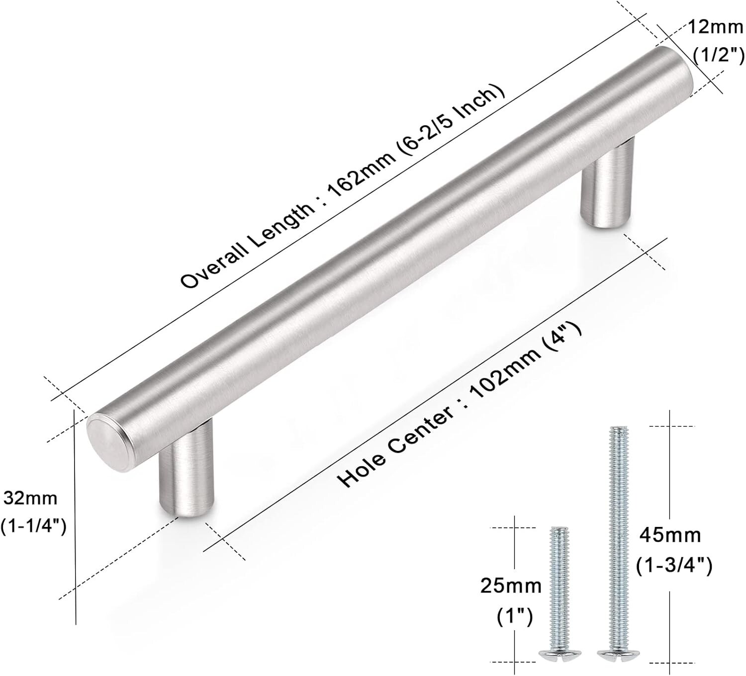 10 Pack Probrico 4 Inch Modern Satin Nickel Bar Cabinet Drawer Handles Pulls gallery