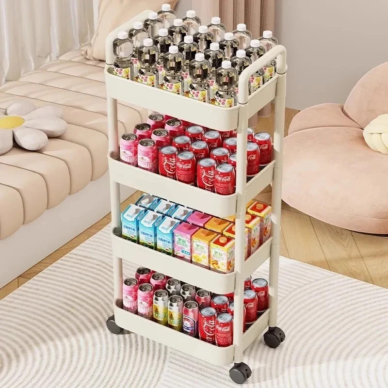 Multi-Layer Storage Trolley with Handlebar Floor-Standing Rack for Kitchen & Bat gallery