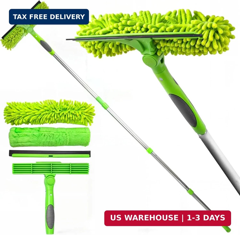 DSV Standard Window Squeegee Kit 10in Head 4-section Pole 62in Green