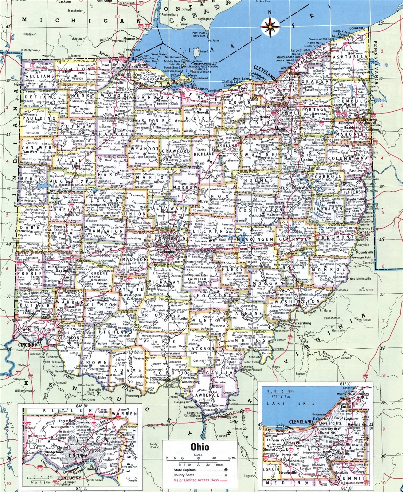 OHIO COUNTY COUNTIES MAP GLOSSY POSTER PICTURE PHOTO PRINT BANNER 10294 gallery
