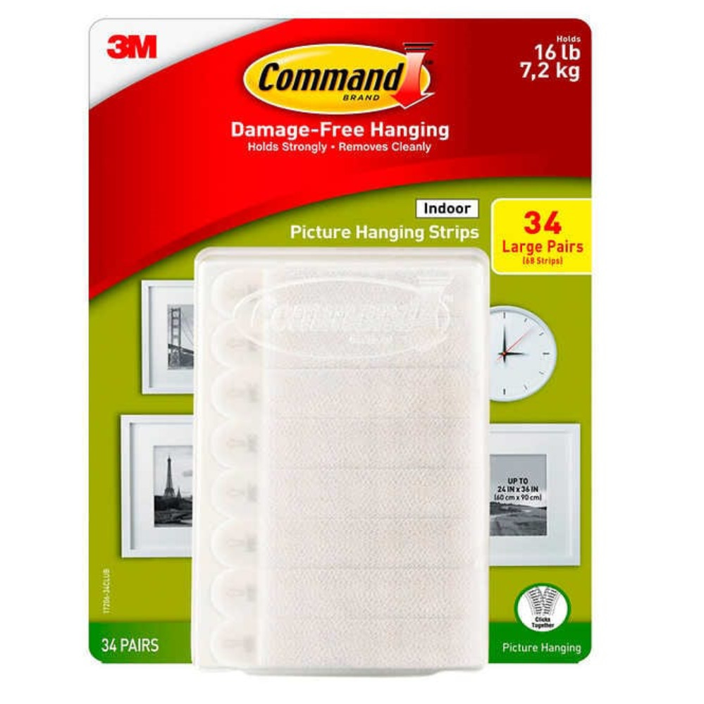 3M Command Picture Hanging Strips Large 34 Pairs 68 Strips Hold 16 lbs SHIP FAST gallery