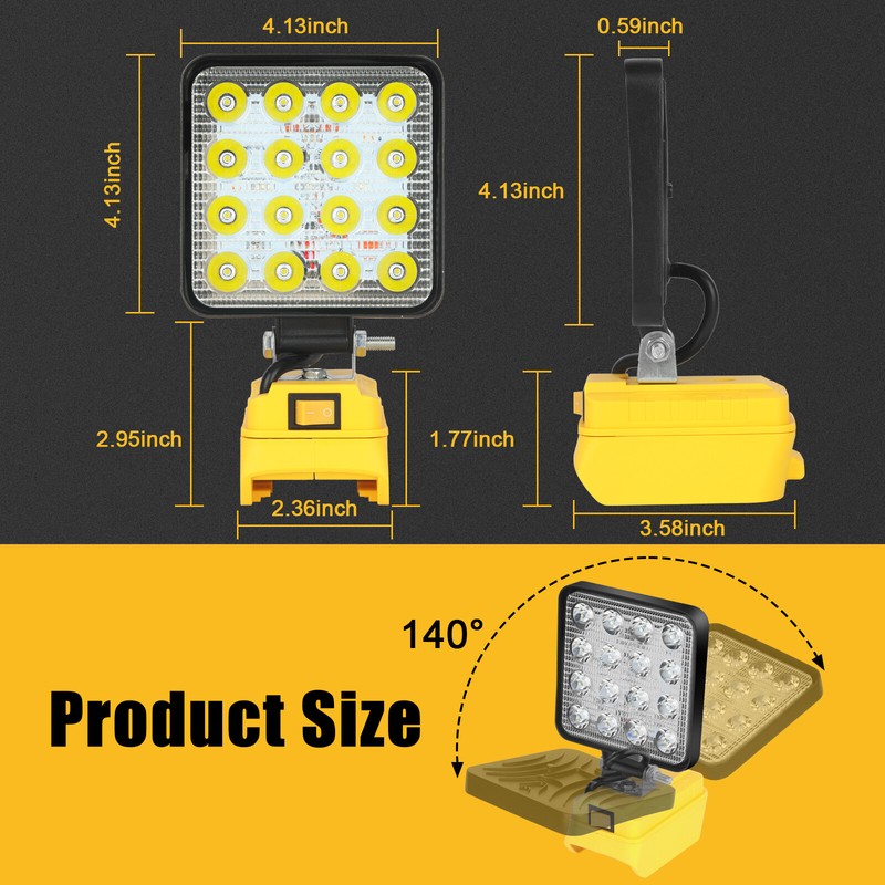 2 Pack 60W LED Work Light Flashlight for De walt 20V Battery 6000LM gallery