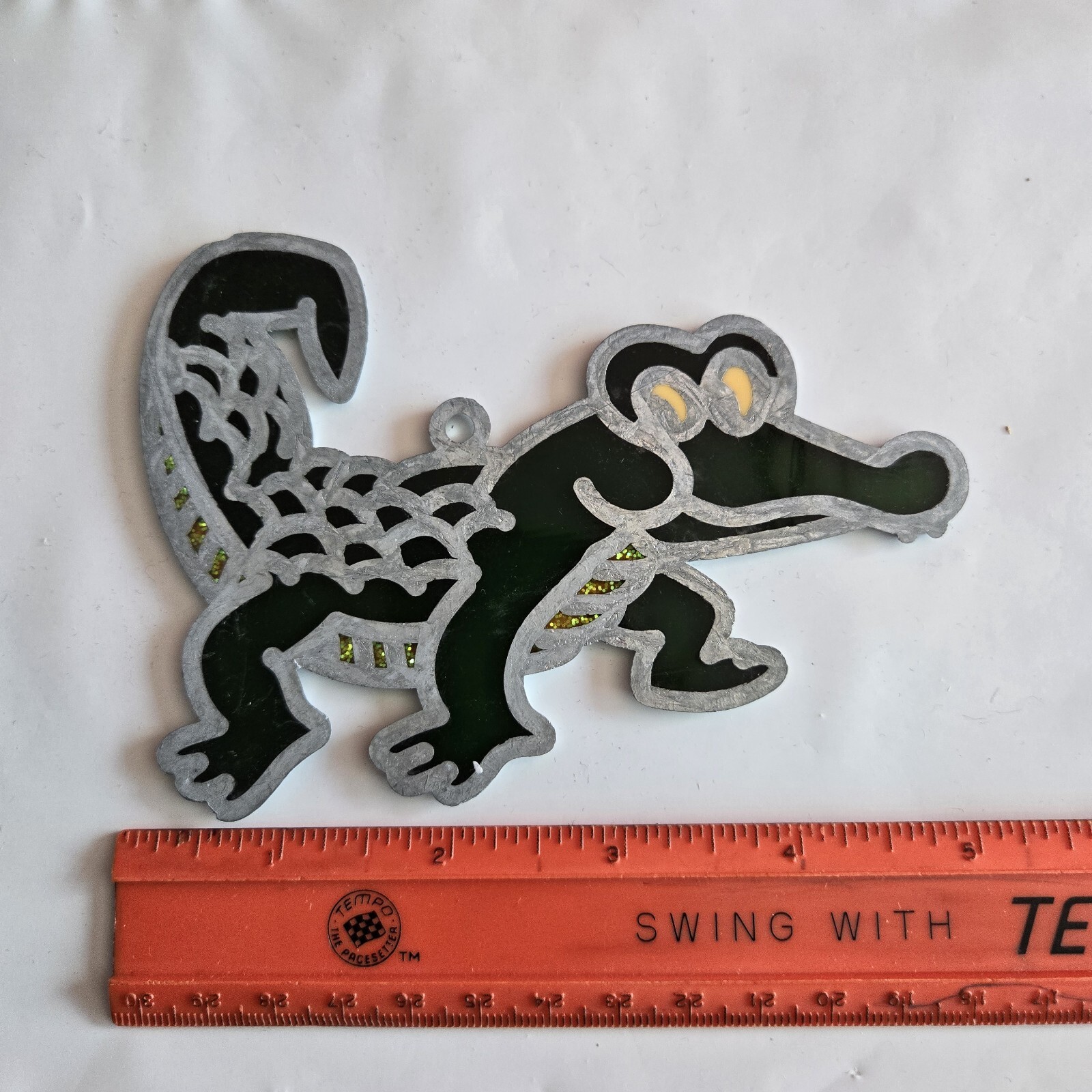 ALLIGATOR Crocodile Suncatcher Stained Glass Acrylic Metal Set Of 2 gallery