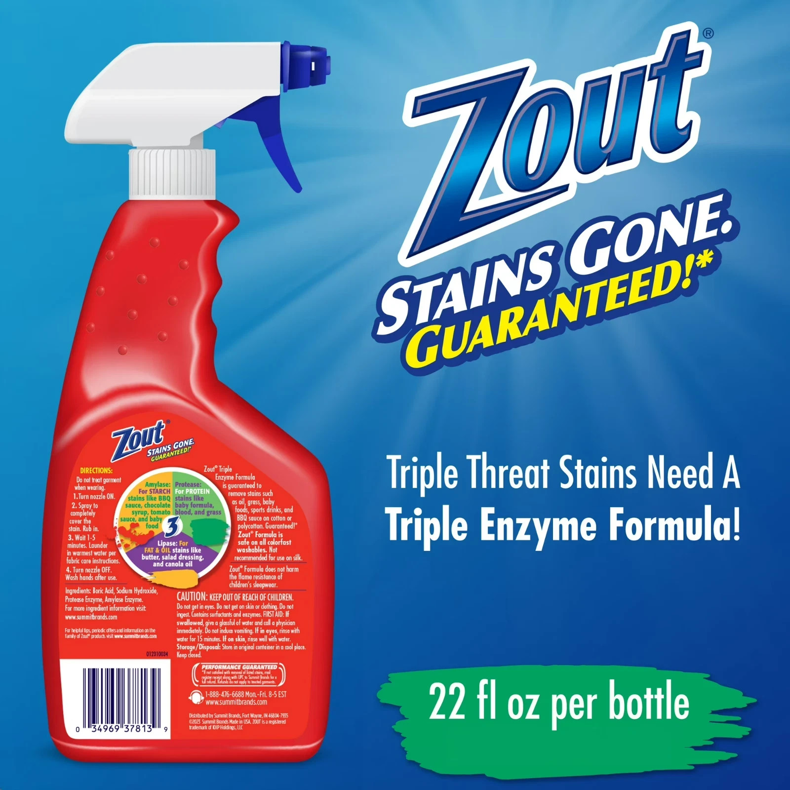 Zout Laundry Stain Remover Spray, Triple Enzyme Formula, 22 oz, 1 Pack gallery