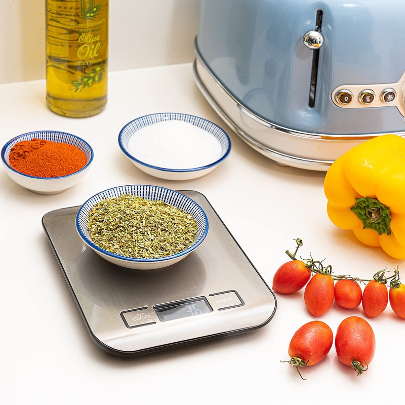Moss and Stone Digital Kitchen Scale, 11 Lb 5 Kg, Stainless Steel, Grams, Oz gallery