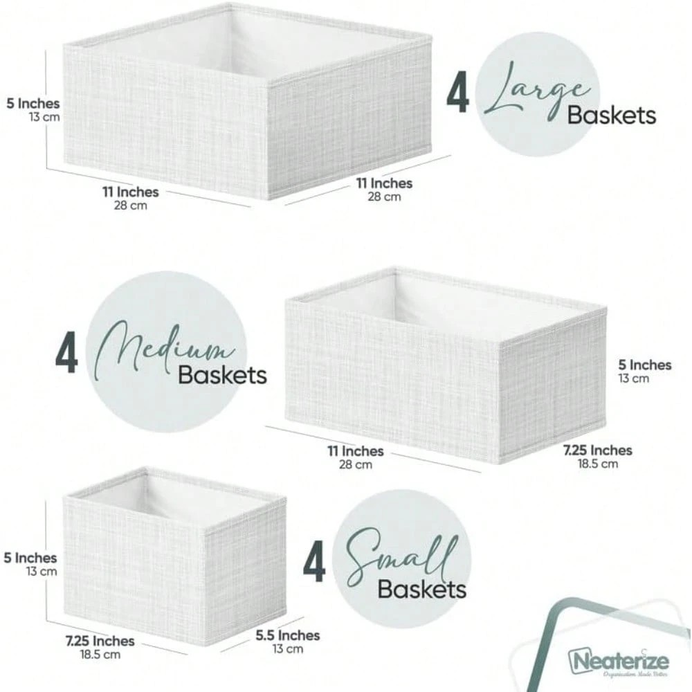 12 Pack Drawer Organizer Set Soft White Grey Neat Closet Calm Storage for Home gallery