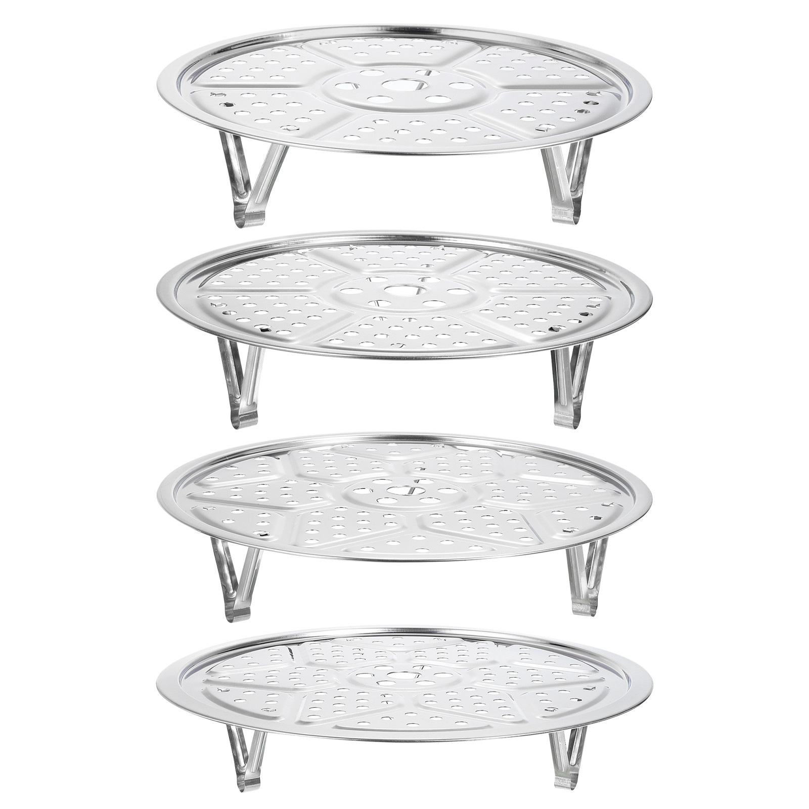 4pcs Stainless Steel Steamer Rack with Stand, Insert Stock Pot Steaming Tray gallery