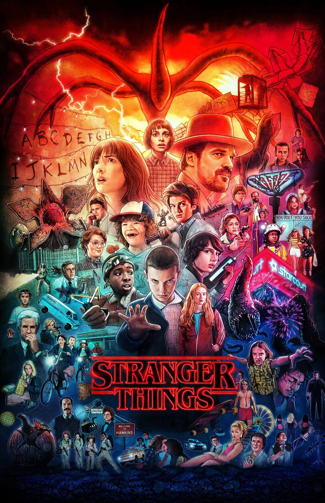 AA4340 Stranger Things Show By Matt Duffer 2016 Full Cast Movie Poster 11x17 gallery