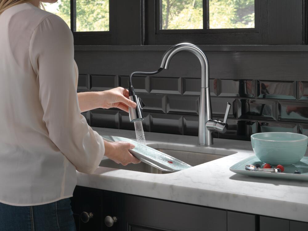 Delta Essa Pull-Down Bar/Prep Faucet Arctic Stainless-Certified Refurbished gallery