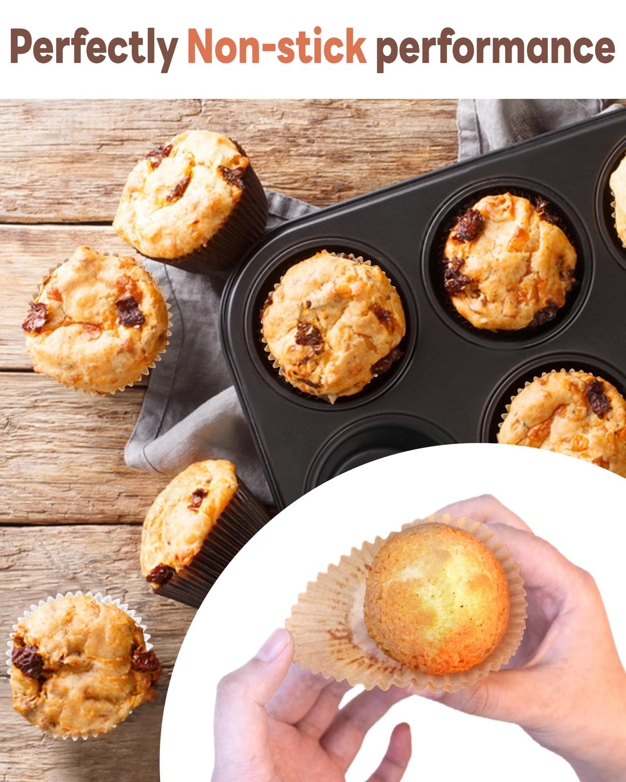 Non-stick 200pcs Standard Cupcake Liners for Baking, Natural, Food-grade Cupc... gallery